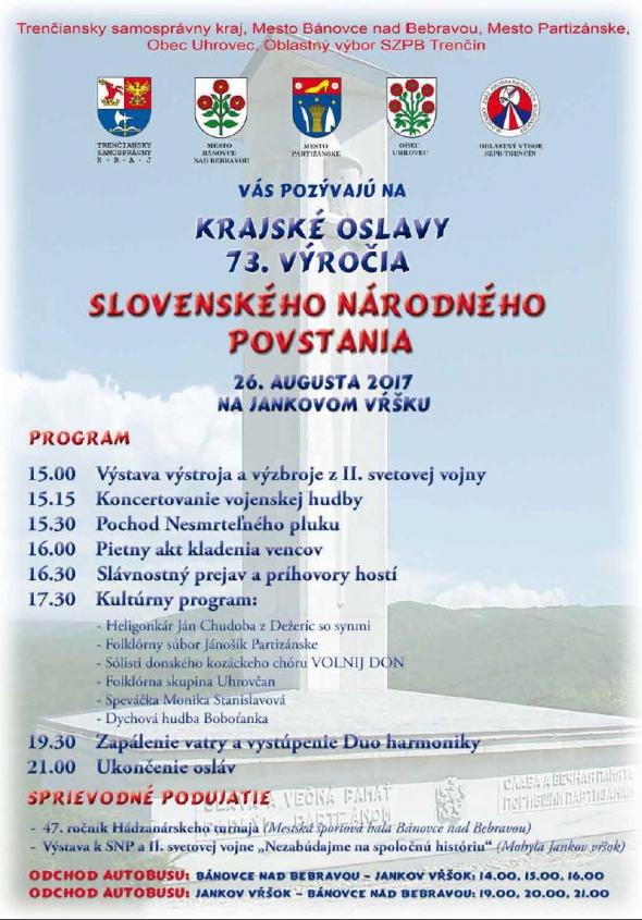 Pozvanie na Krajské oslavy 73. výročia SNP Pozvanie na Krajské oslavy 73. výročia SNP