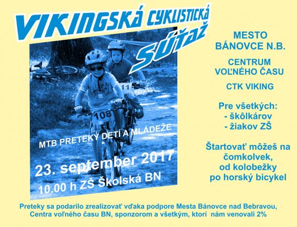 Vikingská cyklistická súťaž – 23. 9. 2017 - plagát Vikingská cyklistická súťaž – 23. 9. 2017 - plagát