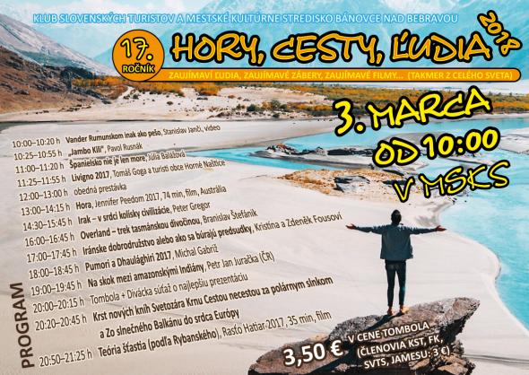 Cestovateľský festival „Hory, cesty, ľudia“ - 3.3.2018 Cestovateľský festival „Hory, cesty, ľudia“ - 3.3.2018