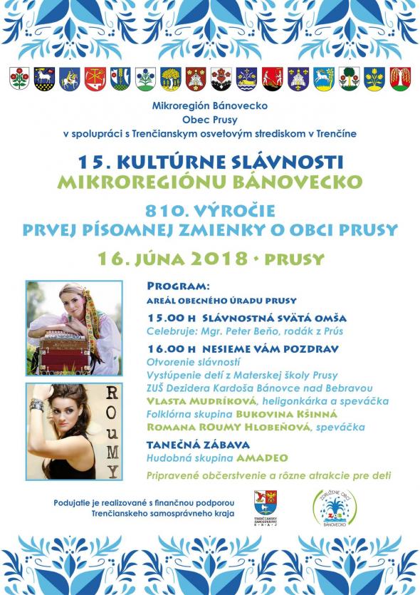 15. kultúrne slávnosti Mikroregiónu Bánovecko – 16. 6. 2018 15. kultúrne slávnosti Mikroregiónu Bánovecko – 16. 6. 2018