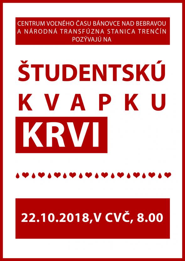 Študenstská kvapka krvi - 22. 10. 2018 Študenstská kvapka krvi - 22. 10. 2018