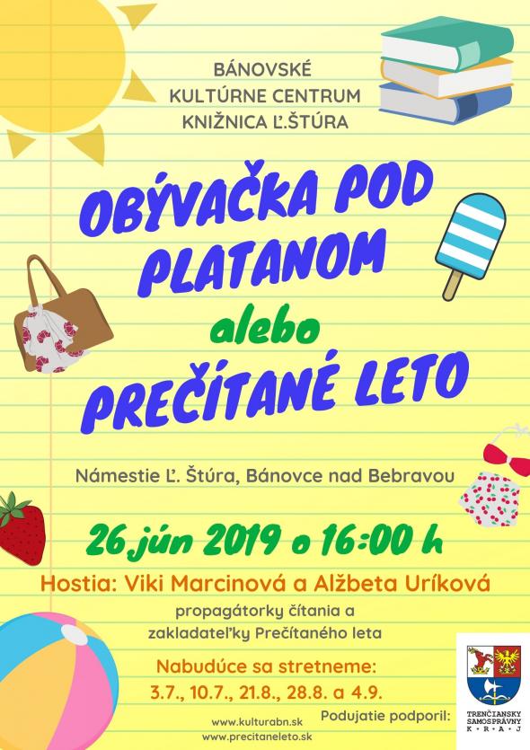 Obývačka pod platanom alebo Prečítané leto s Viki Marcinovou a Alžbetou Uríkovou - 26. 6. 2019 Obývačka pod platanom alebo Prečítané leto s Viki Marcinovou a Alžbetou Uríkovou - 26. 6. 2019