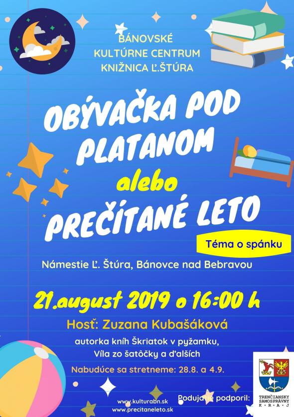Obývačka pod platanom so Zuzanou Kubašákovou - 21. 8. 2019 Obývačka pod platanom so Zuzanou Kubašákovou - 21. 8. 2019