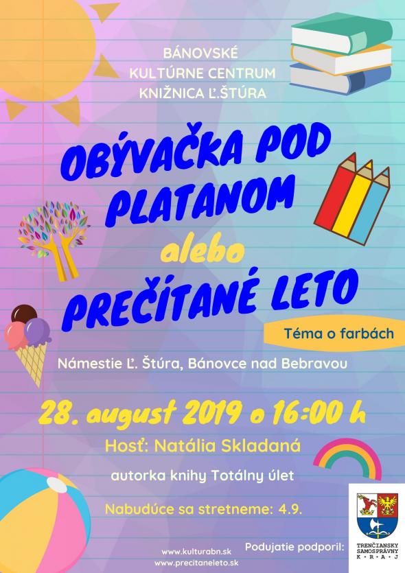 Obývačka pod platanom s Natáliou Skladanou – 28. 8. 2019 Obývačka pod platanom s Natáliou Skladanou – 28. 8. 2019